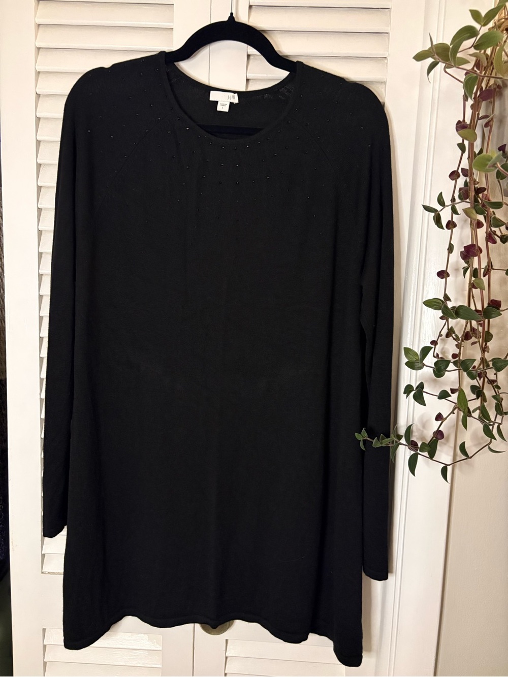 J.Jill - Black Long Sleeve Top with Subtle Stud Detail